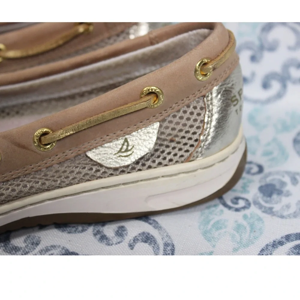 Sperry‎ Top Sider Women's Tan Gold Mesh Boat Shoes Loafers Size 8M